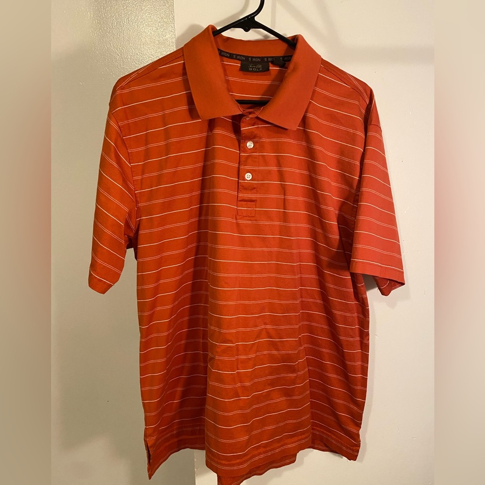 Orange Striped Polo golf Shirt